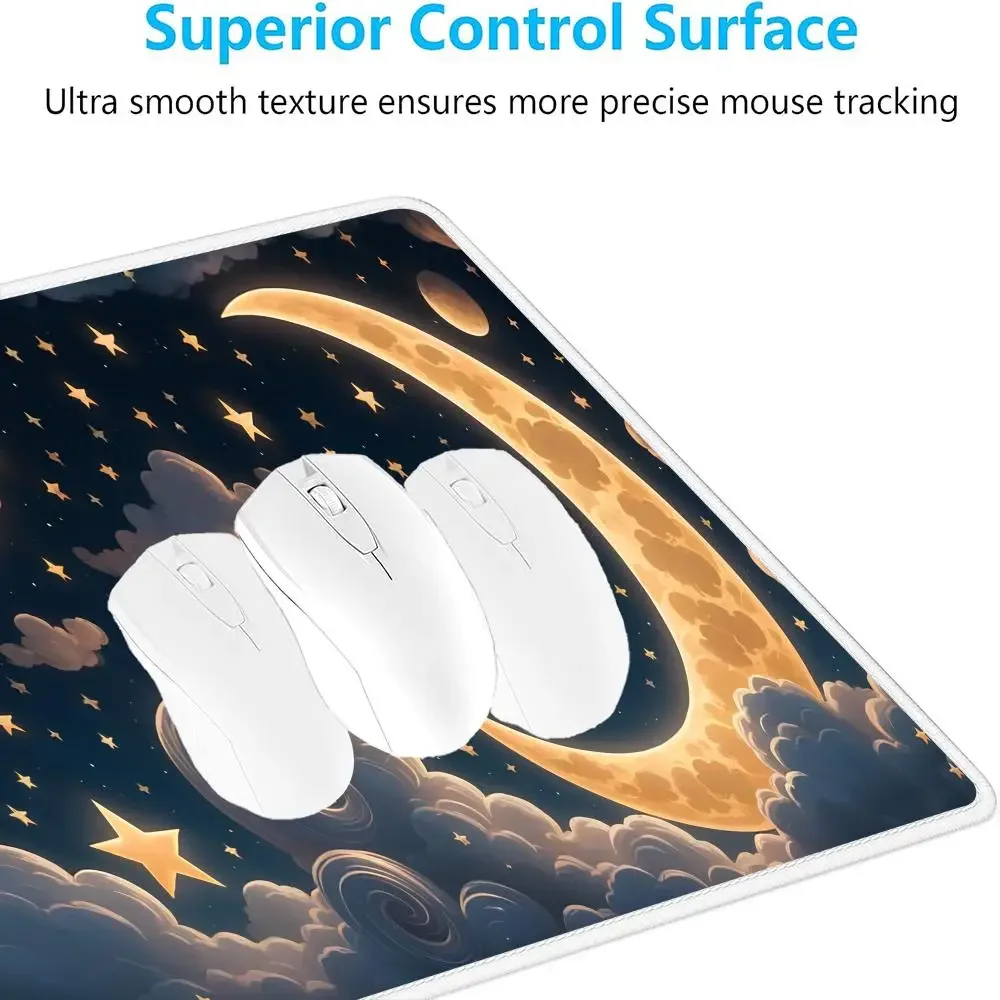 Alfombrilla de ratón con diseño de estrellas y luna, alfombrilla artística grande para juegos, alfombrillas antideslizantes para ratón XXL, alfombrilla para ordenador portátil y tableta, Mini tapete para PC