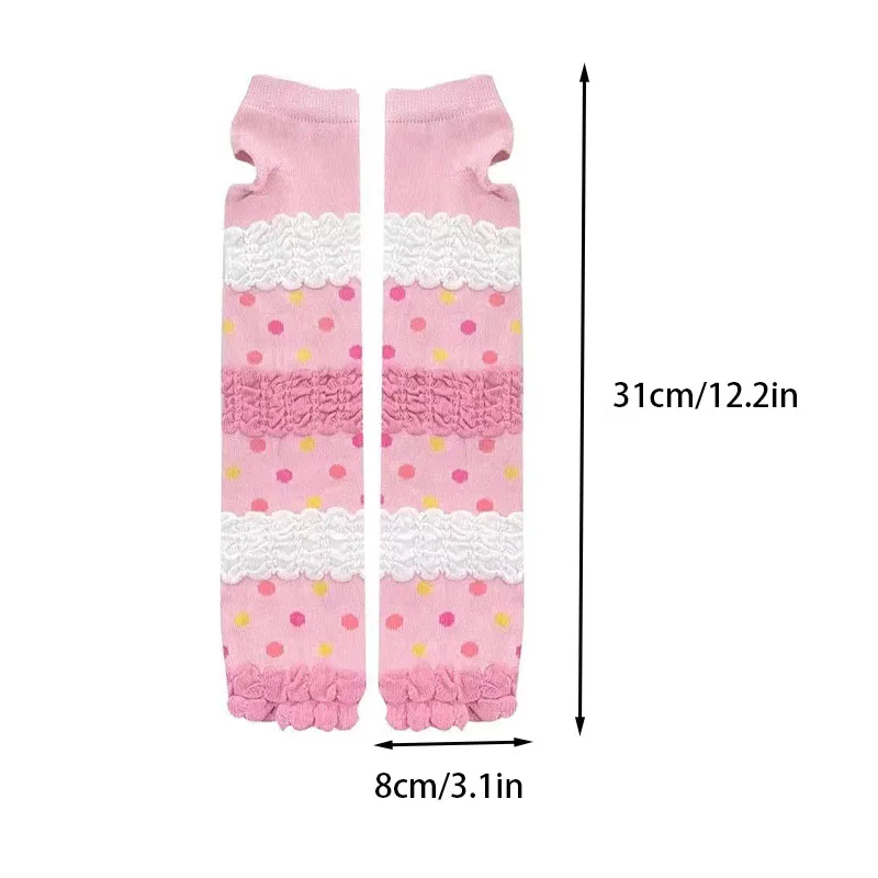 الوردي لوليتا الدانتيل Bowknot قفازات أصابع القوطية شتاء دافئ واقية من الشمس كم كاذبة كم قفازات النساء JK الملابس والاكسسوارات