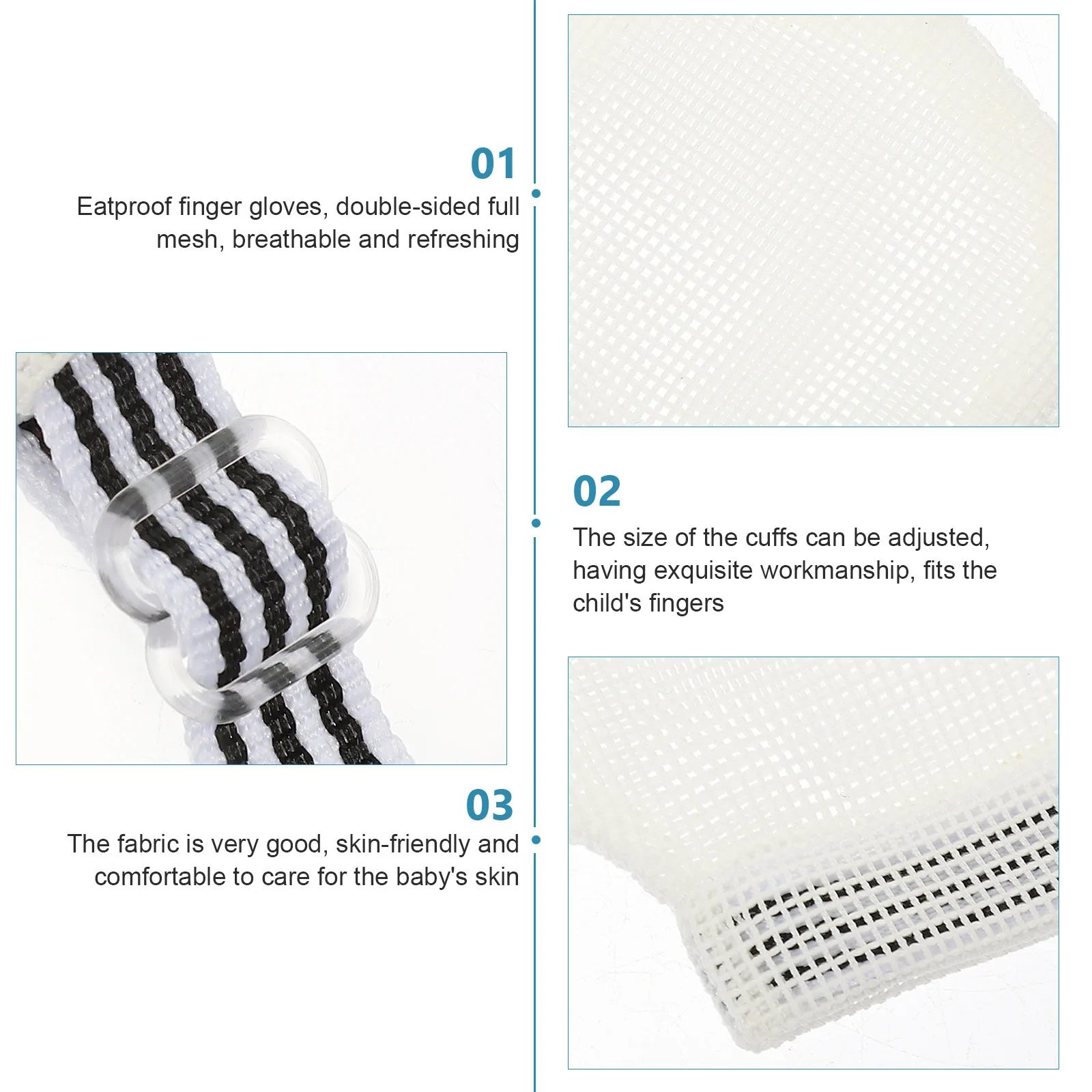 

2Pairs Baby Anti Sucking Gloves Teething Mittens Soft Skin Friendly Adjustable Cuffs No Shrinkage Safe for Mouth