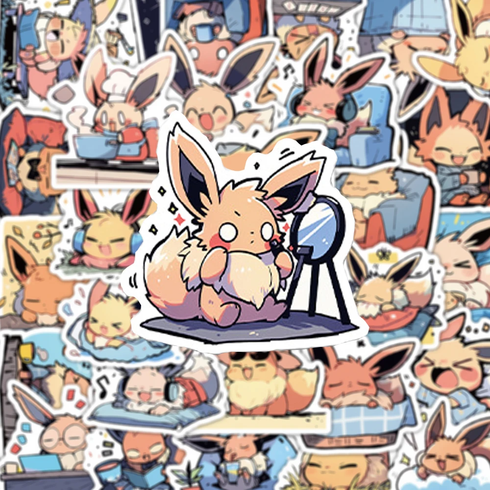 10/30/54pcs Anime Pokemon Eevee Cute Stickers Cartoon Graffiti Decals Skateboard Suitcase Car Waterproof Sticker Fun for Kid Toy