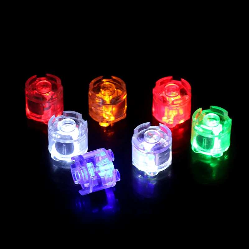 2Pcs Round Led The Flash Luminous Building Block DIY Toys Light Brick Luminescent Lamp Accessories Colorful Color LED Lights