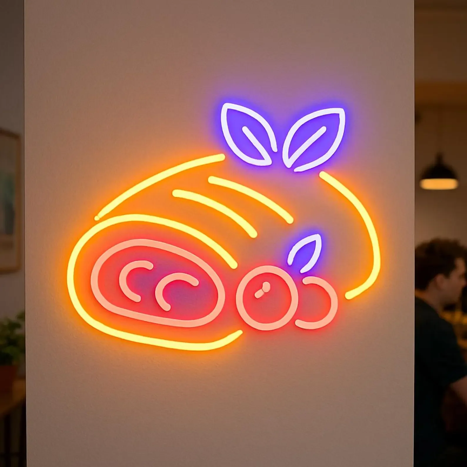 Strudel Neon Sign, Food Neon Sign,Restaurant Light,Cafe Led Sign, Cherry Pastries Neon Decor