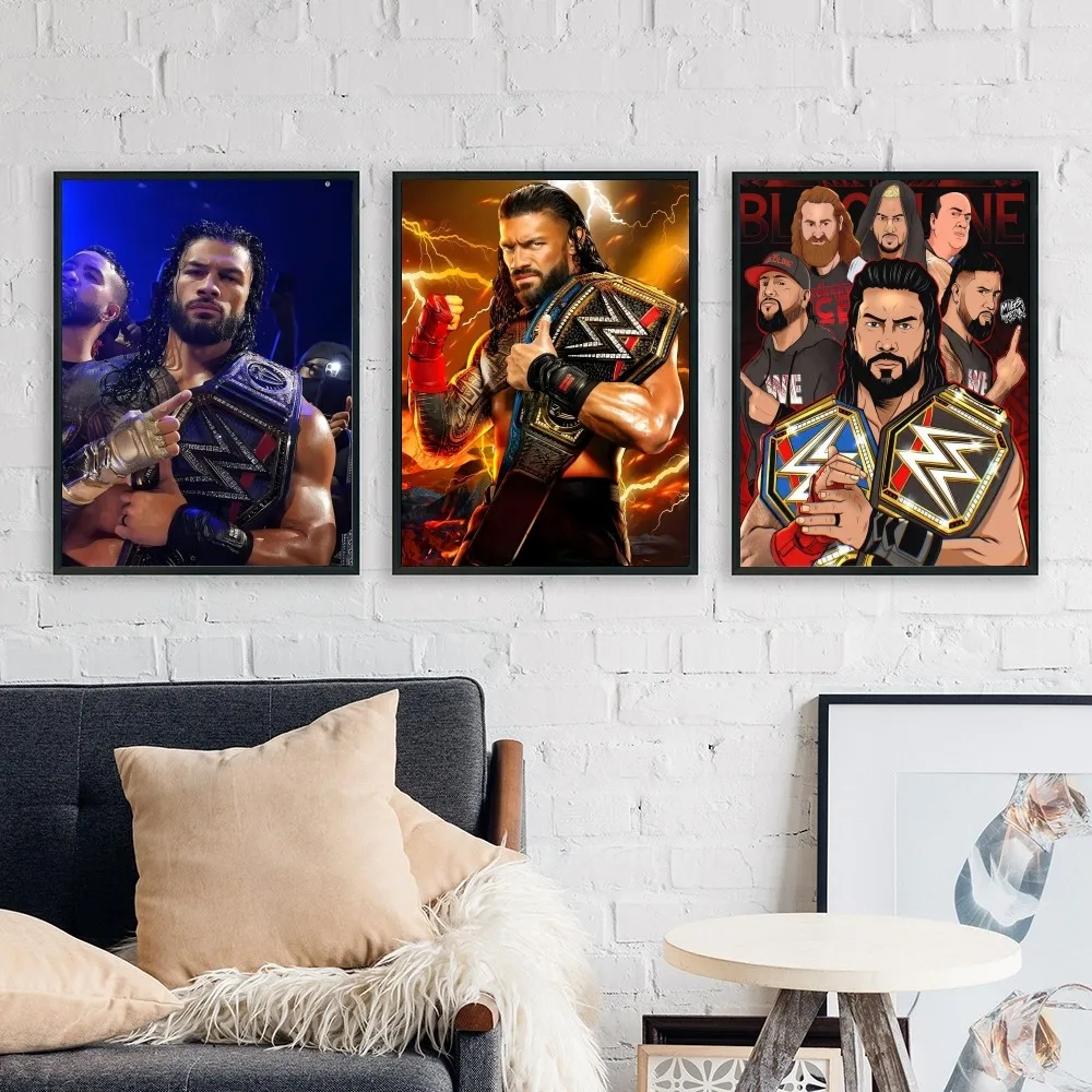 Wrestling Star Roman Reigns Poster No Framed Poster Kraft Club Bar Paper Vintage Poster Wall Art Painting Bedroom Study Stickers