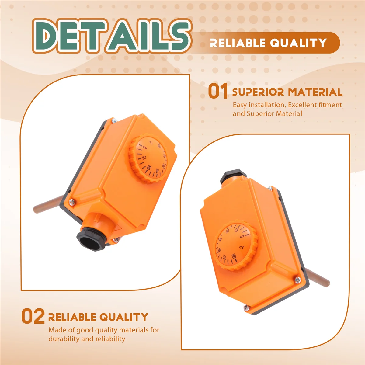

A44TG1/2 Male Thread Hot Water Pipe Thermostat Temperature Controller 90 Celsius High Temperature Start Heating System Parts