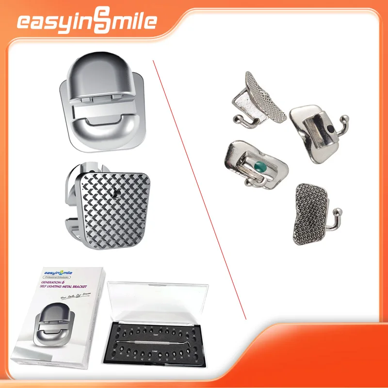 

Self Ligating Orthodontic Brackets Easyinsmile Metal Braces Mesh Base New Ball Type Braces Durable Soft ROTH/MBT With hook 022