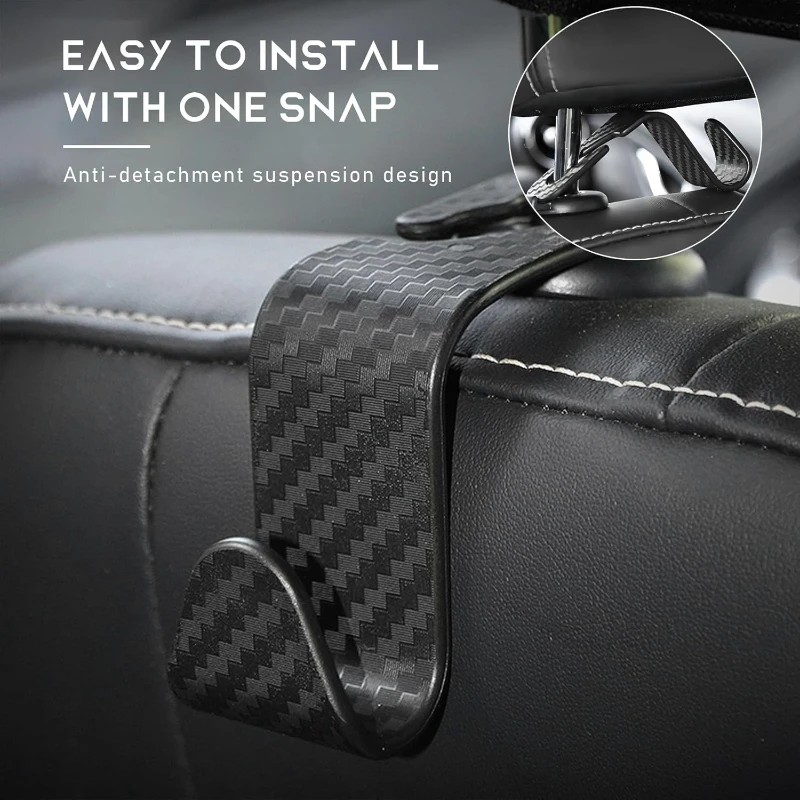 4 قطعة ألياف الكربون سيارة مسند الرأس بالمقعد السنانير السيارات المقعد الخلفي المنظم شماعات تخزين حامل العالمي الداخلية اكسسوارات السيارات