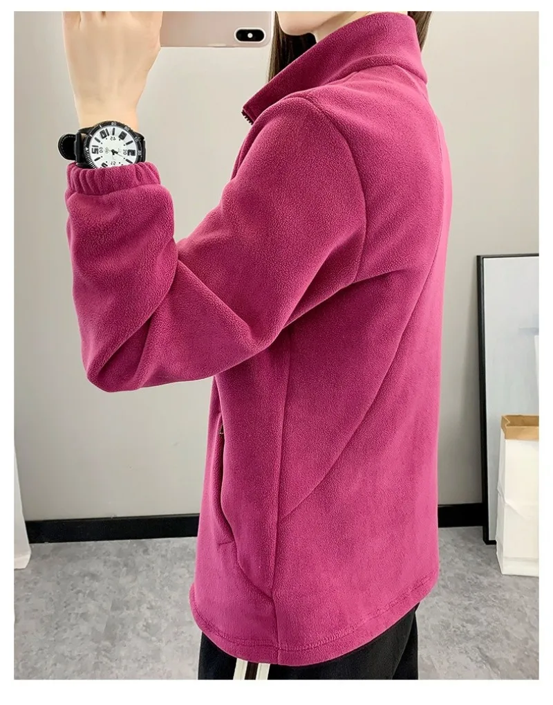 

Women Fleece Jacket Winter Outdoor Thickened Zip Up Fleece Sweatshirt Double Sided Fleece Warm Pullover