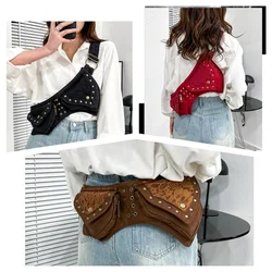 Vintage Unisex Fanny Pack Multi-pockets Waist Bag Cotton Fabric Hip Bum Bag Women Chest Bag Bohemian Leg Phone Bag