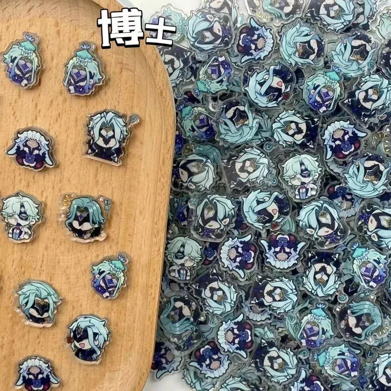 Game Impact Wriothesley 20Pcs/Set 2cm Patch Keychain Hair Tie Refrigerator Sticker Phone Case DIY Accessories Acrylic Sheets