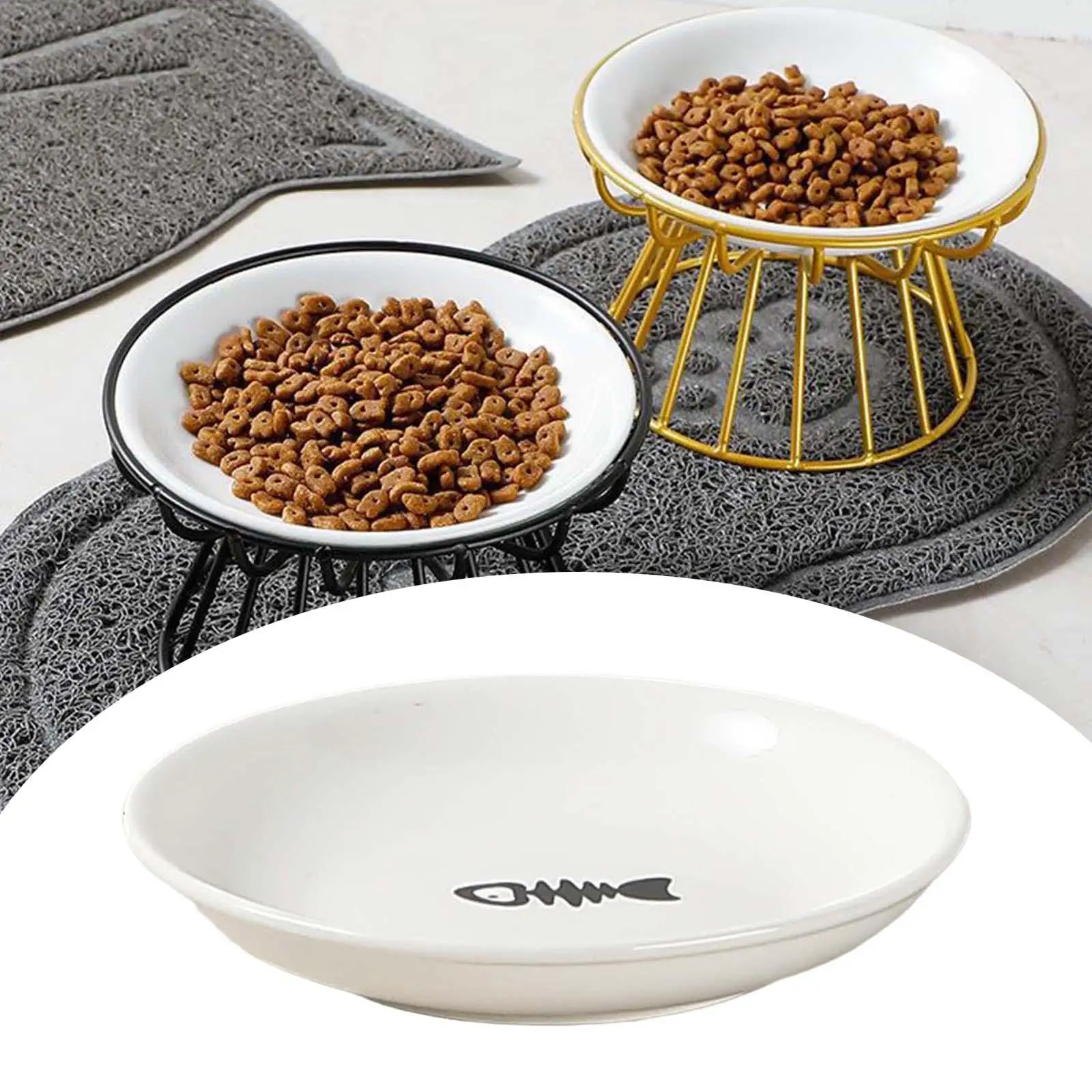 Gamelle surélevée multifonction en céramique pour animaux de compagnie avec support en fer détachable pour chiens et chats