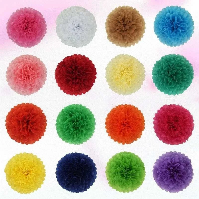 1pc 4inch-14inch Colorful Flower Paper Ball and Pompom Wall Decorations Living Room for Home Wedding & Event Birthday Party