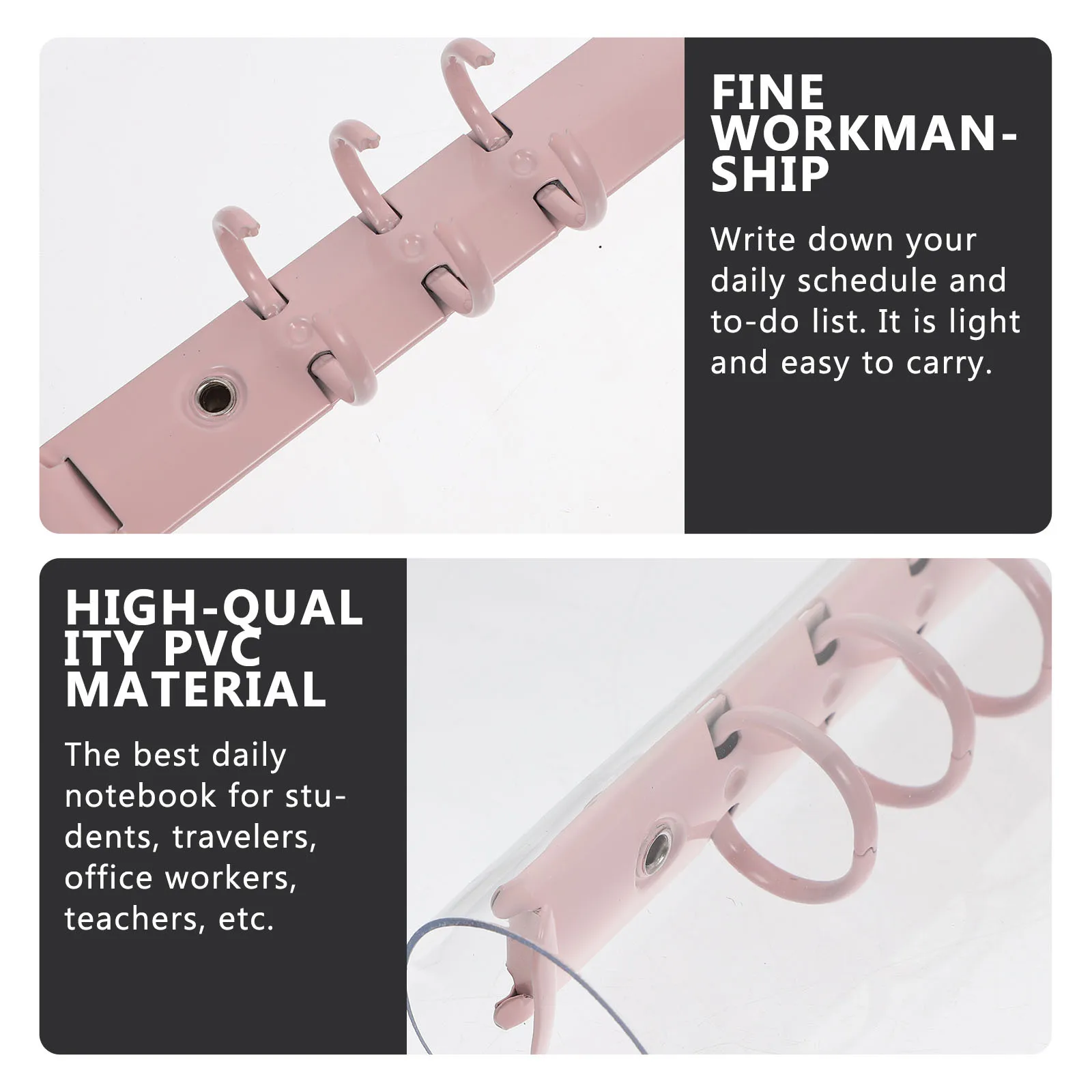 Clear PVC Loose-Leaf Folder Notepad for School Office Travel Daily Organizer Practical Memo Holder 1Pcs