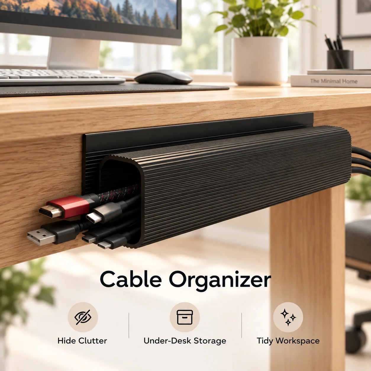 Snap-on Kabelkanal 40 cm Selbstklebender PVC-Kabelorganisator für Schreibtisch, Wand, Zuhause und Büro Kabelmanagement-Kanal