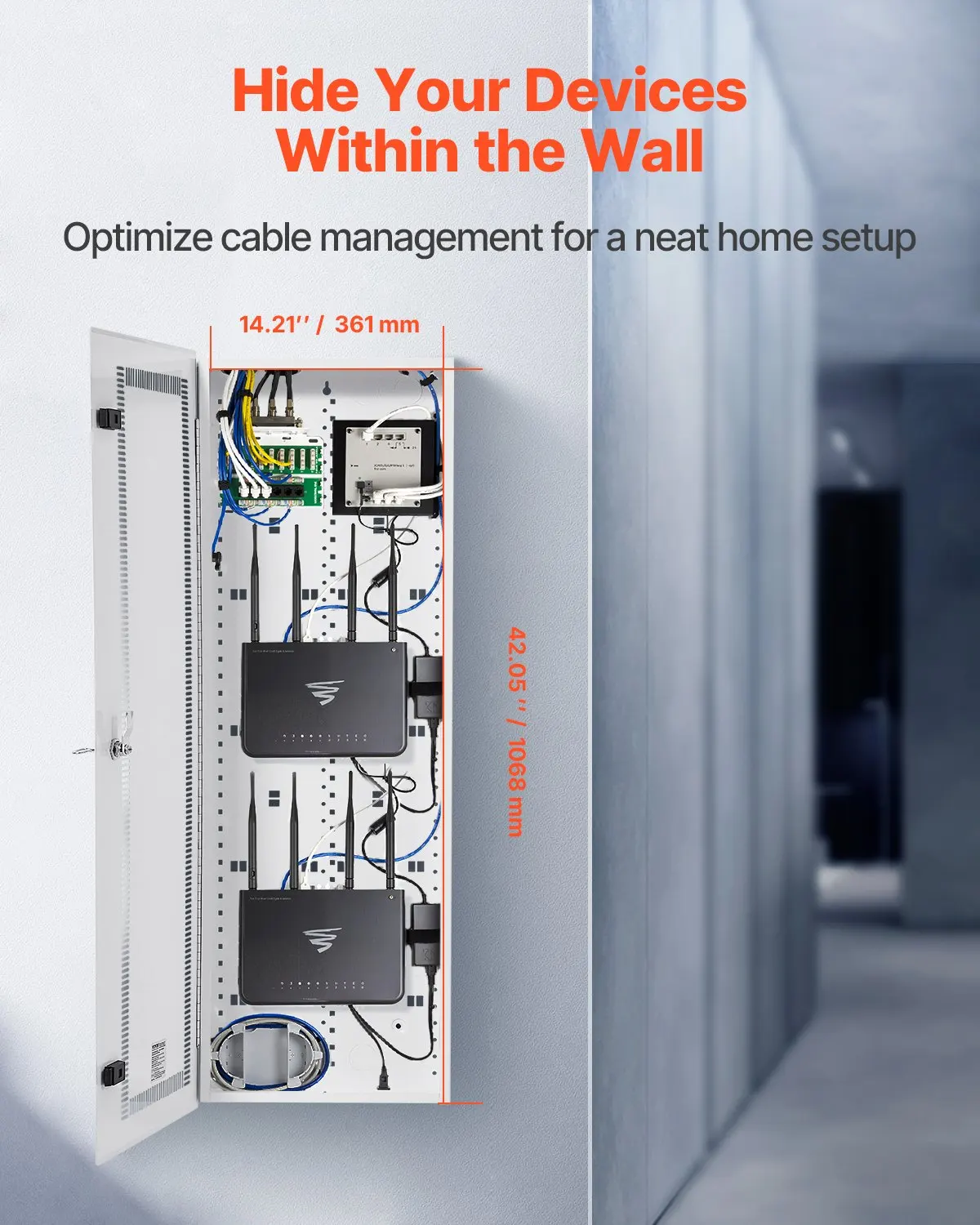 

Structured Media Center Enclosure 42 In With Vented Hinged Door Cable Management