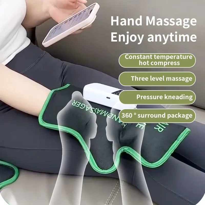 Conjunto de massageador de mão compressão de ar de aquecimento, terapia de circulação profissional para alívio da dor e relaxamento, salão de beleza e casa