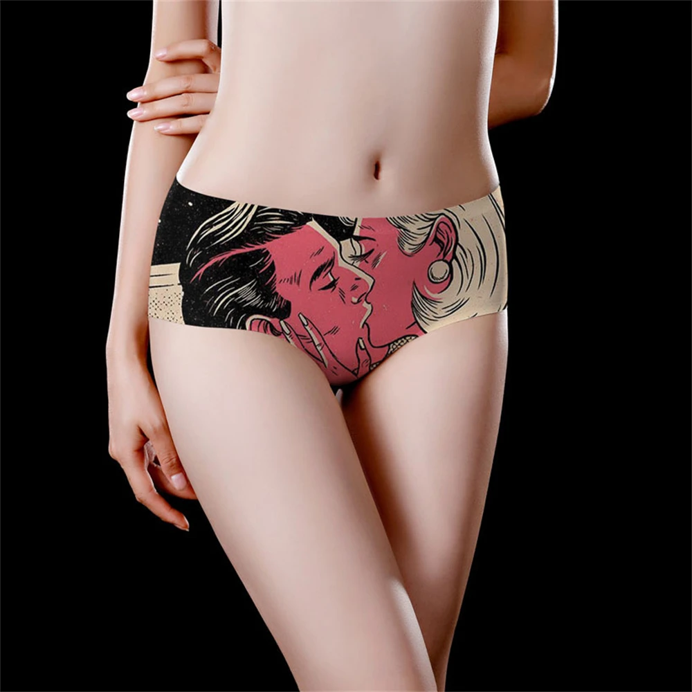 

1 шт., женское дышащее нижнее белье из ледяного шелка, нижнее белье со средней талией, женские треугольные брюки с принтом, женское нижнее белье