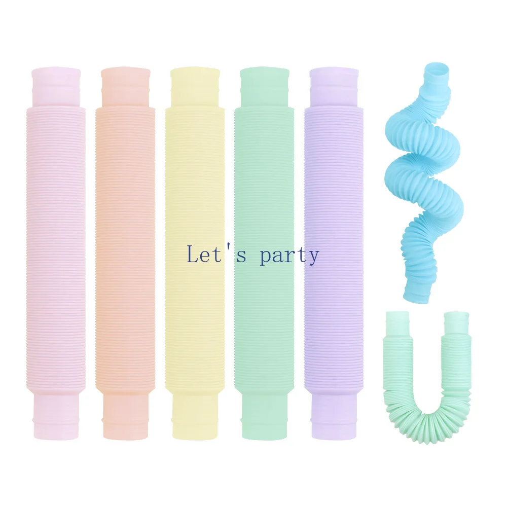 10Pcs Macaron Color Pop Tubes Pipe Fidget Sensory Antistress Toys for Kids Adults Birthday Party Favors Pinata Filler Goodie Bag