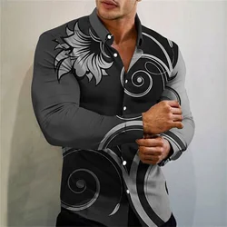 Men's shirt pattern shirt outdoor street long sleeved printed clothing fashion street clothing designer casual breathable