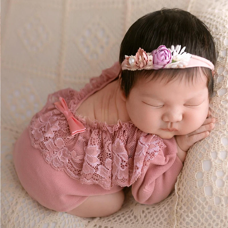 Ylsteed Newborn Lace Romper Baby Girl Photography Props Newborn Shooting Outfits