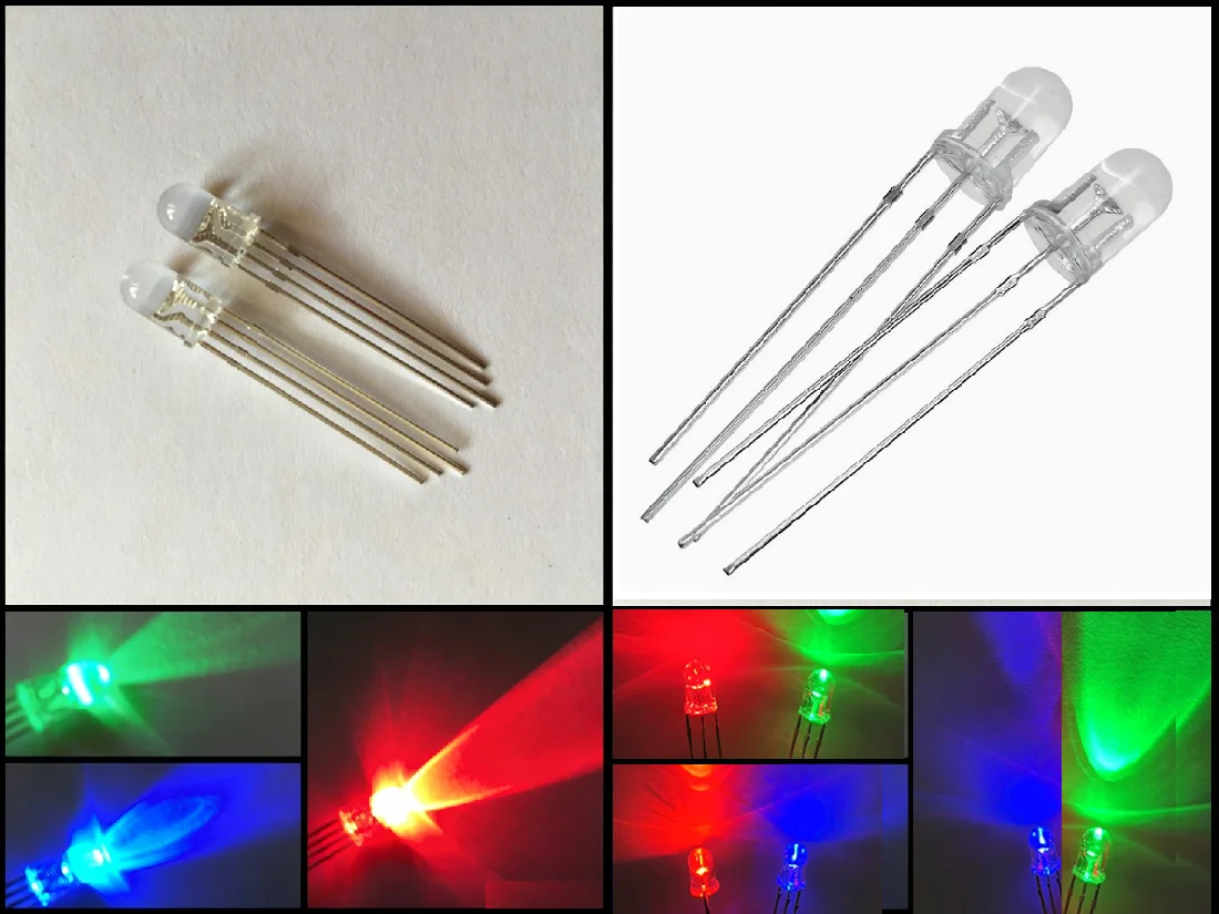 10pcs F5 5mm Multicolor RED GREEN BLUE RGB 3Pin (DOUBLE COLOR) 4Pin  (THREE COLOR) LED Light Emitting Diode