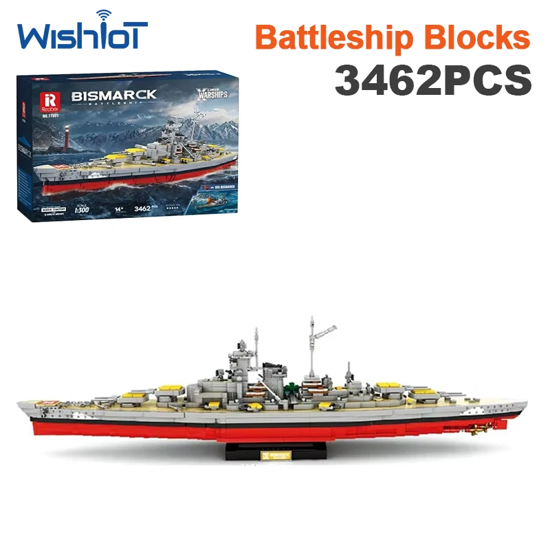 3462PCS Reobrix 77051 Battleship Construction Bricks Military Warship Model Building Block Toy Birthday Gift for Adults Kids
