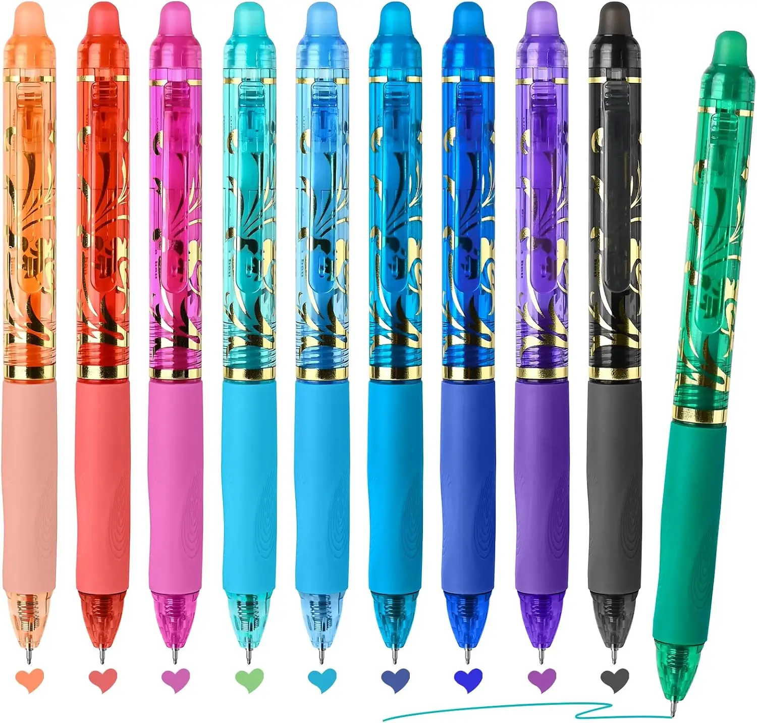 

10 Pcs Retractable Erasable Gel Pens Fine Point 0.5 mm Assorted Color Inks in Pen Smooth Writing Make Mistakes Disappear