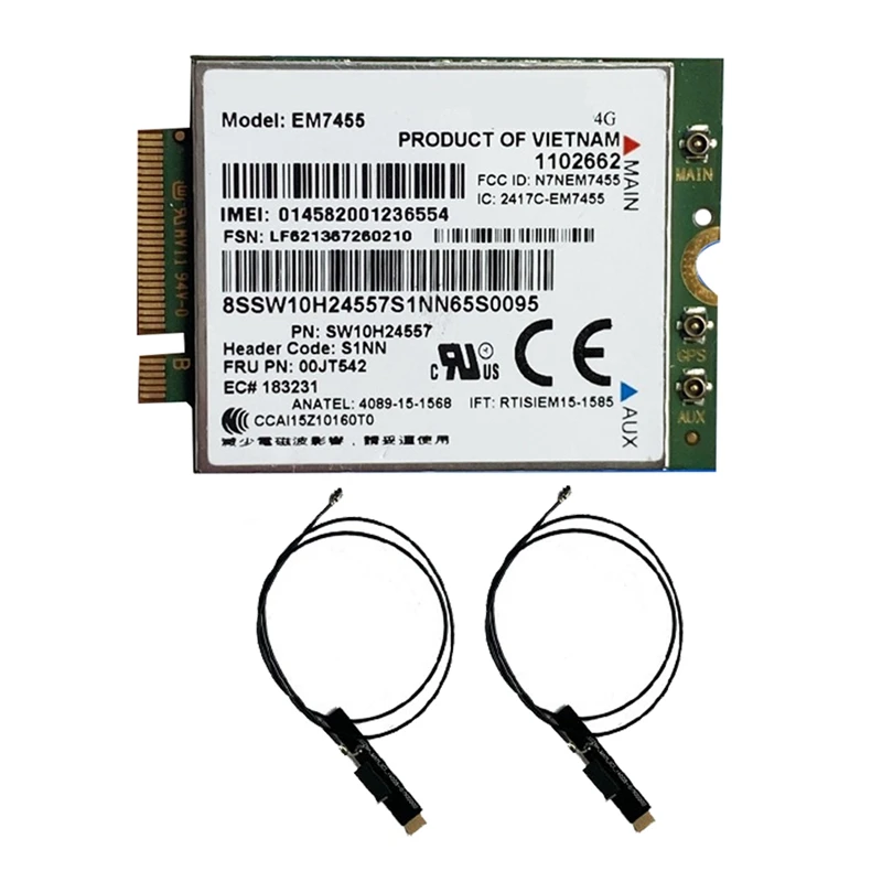 Em7455 LTE 4G Card+Antenna Gobi6000 FRU 00JT542 01AX756 Accessories Parts For Thinkpad T460 T460P L560 Yuga 260 P50 P70 X260