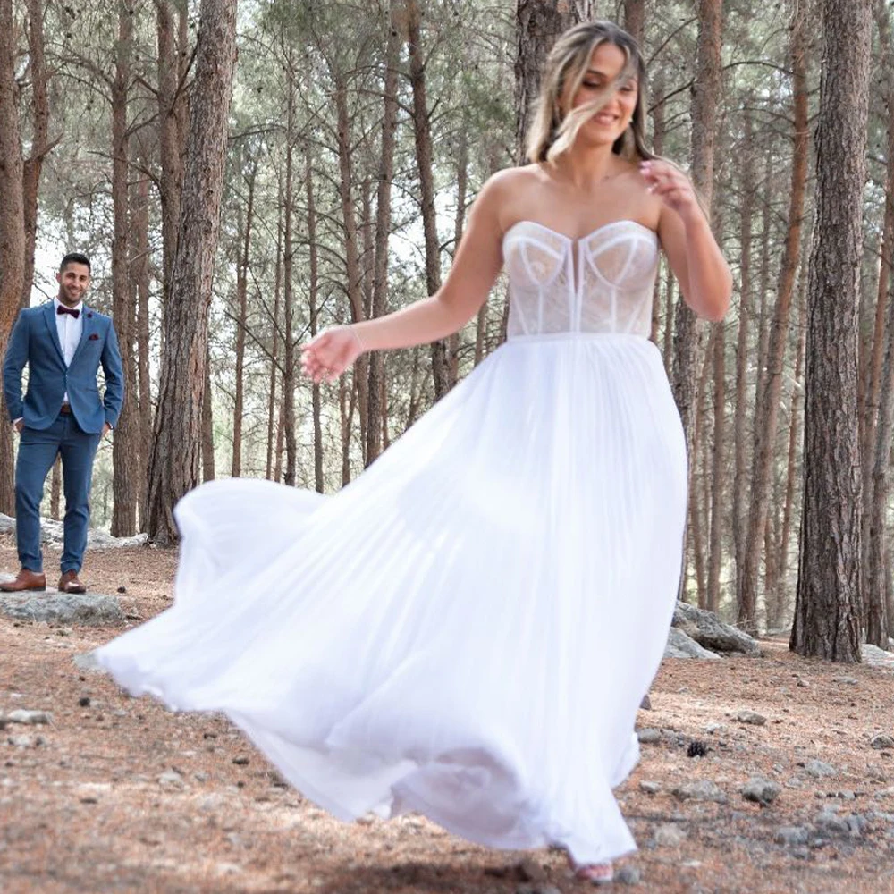 

Boho Wedding Dresses Lace Sweetheart A Line Backless Elegant Wedding Gowns for Women 2025 Bride White V Neck Long Robe de Mariée