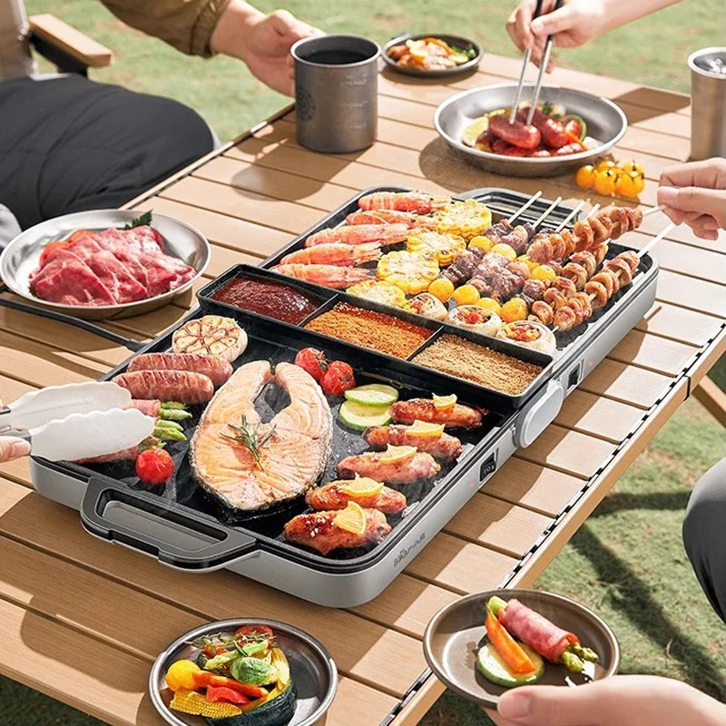 

2000W Portable Grill Pan Folding Barbecue Machine Smokeless Non-stick Electric Grill Outdoor Home Electric BBQ Grill