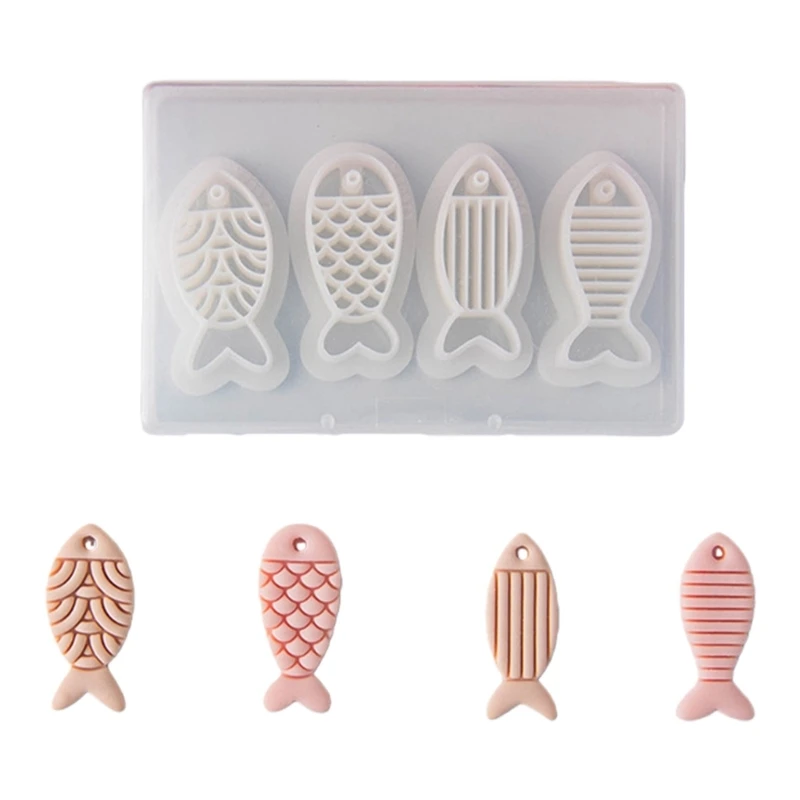 4pcs Creative Fish Designs Polymer Clay Earring Molds Plastic Craft Tools For Handmade Jewelry Making