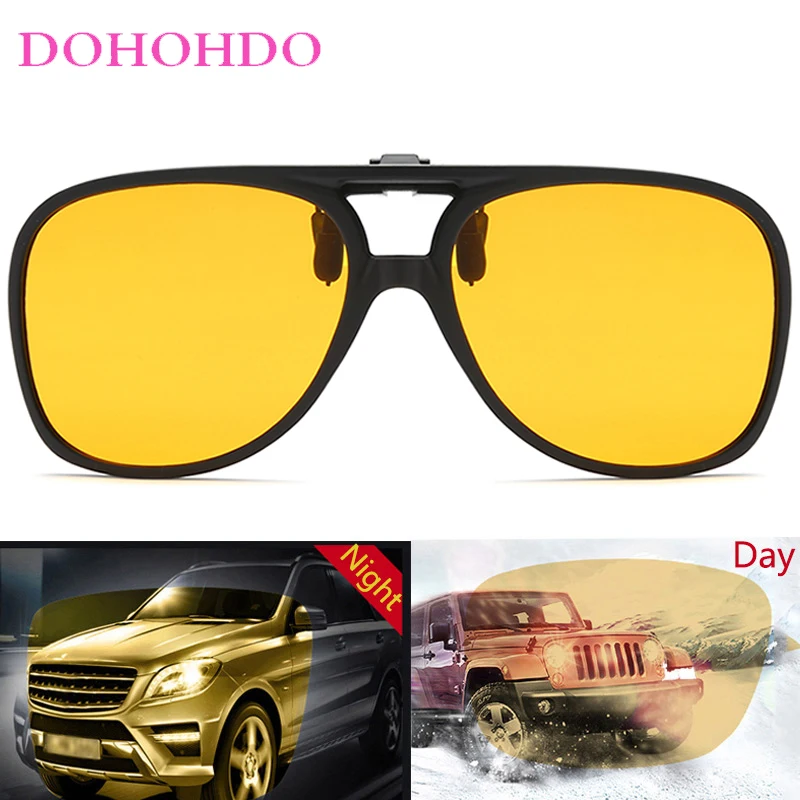 

2026 Vintage Classic Pilot Night Vision Clip-On Sunglasses Men Outdoor Sports Driving Anti-Glare Polarized Women Goggles UV400