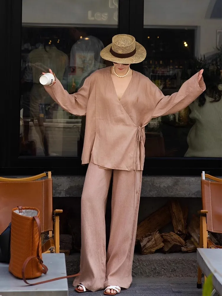 Ele Ladylike Khaki Long Sve irt Hose mit weitem Bein Zweiteiliges Set Frühherbst Chinesisches Sle High End Faion Damen Ens...