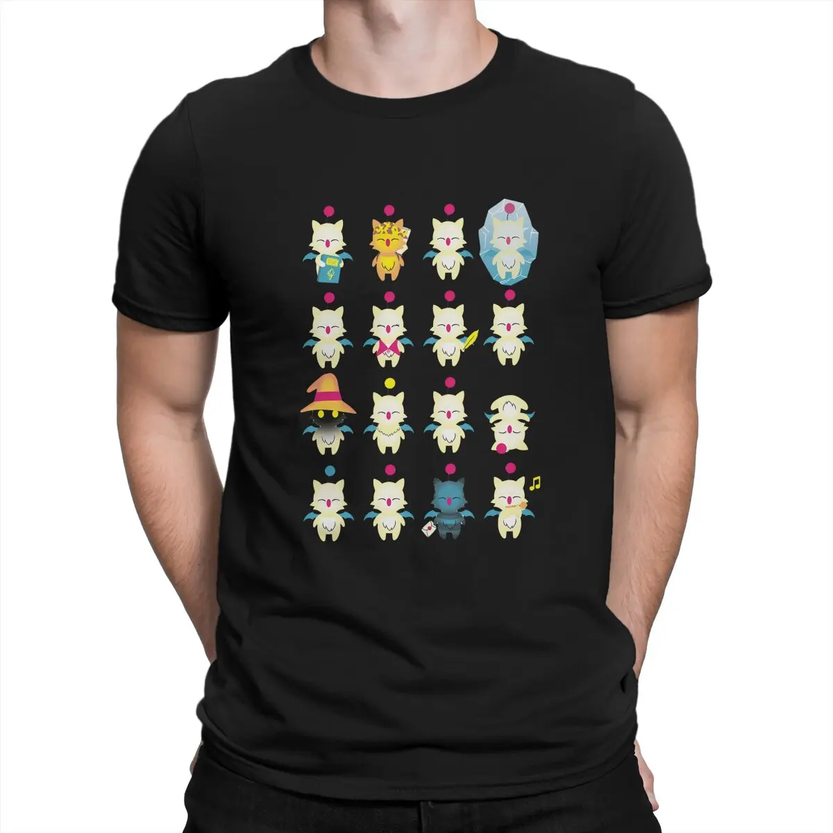 Final Fantasy Moogle Medley Tshirt Graphic Men Tops Vintage Punk Summer Polyester Clothes Harajuku T Shirt