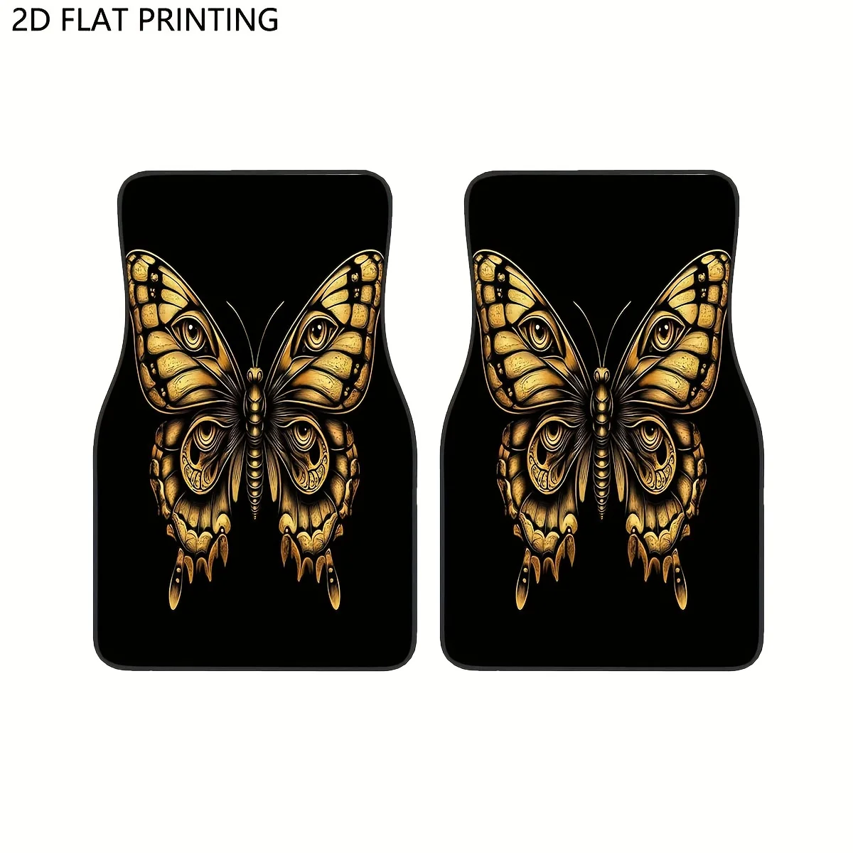 2pcs/4pcs Car Floor Mats,Golden Butterfly Decorative Car Floor Mats,Floormats,Car Decor Stuff Gifts For Car Enthusiasts, Car Acc
