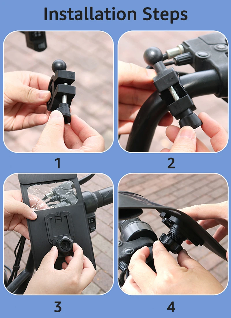 Fahrrad-Handyhalterung Wasserdichte Fahrradlenker-Handyhalterung Motorrad-Rückspiegel-Handyhalterung Fahrradzubehör – Detail 7