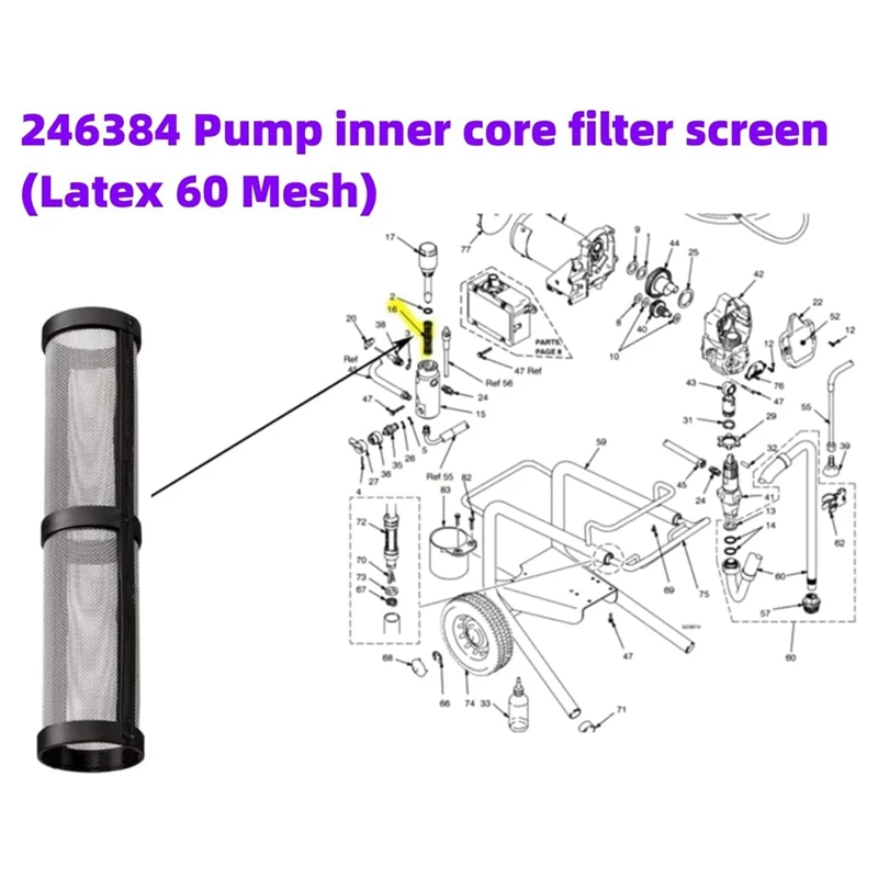 246385 287032 246384 Airless Spray Filter Screen Set Suction Pipe Filter Screen Spray Pump Inner Core For Graco 390 Easy Install