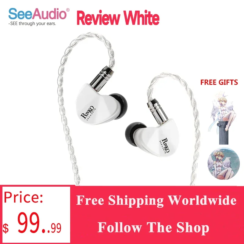 

SeeAudio x Z Review White Rinko Hybrid Earphone 1DD+1Planar In-ear Monitors HiFi Wired Headphone J-POP Music Earbuds 2Pin 0.78