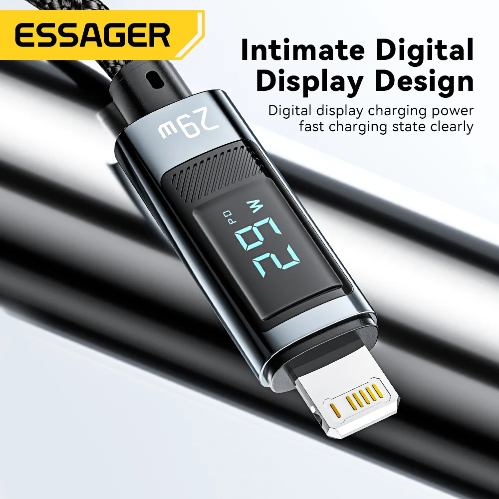 Essager PD 29W USB Type C Cable For iPhone 14 13 12 Pro Max Fast Charge Charger For MacBook IPad Lightning Digital Display Cable