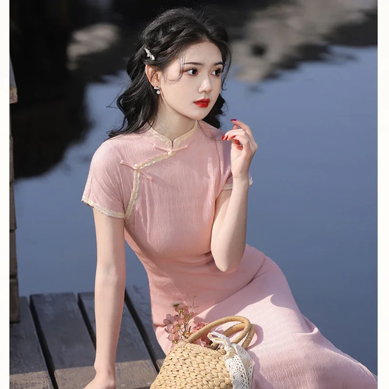 

PLUS SIZE 3XL Women Sexy Qipao Tradition Mandarin Collar Cheongsam New Chinese Style Dresses Lady Elegant Long Sheath Vestidos