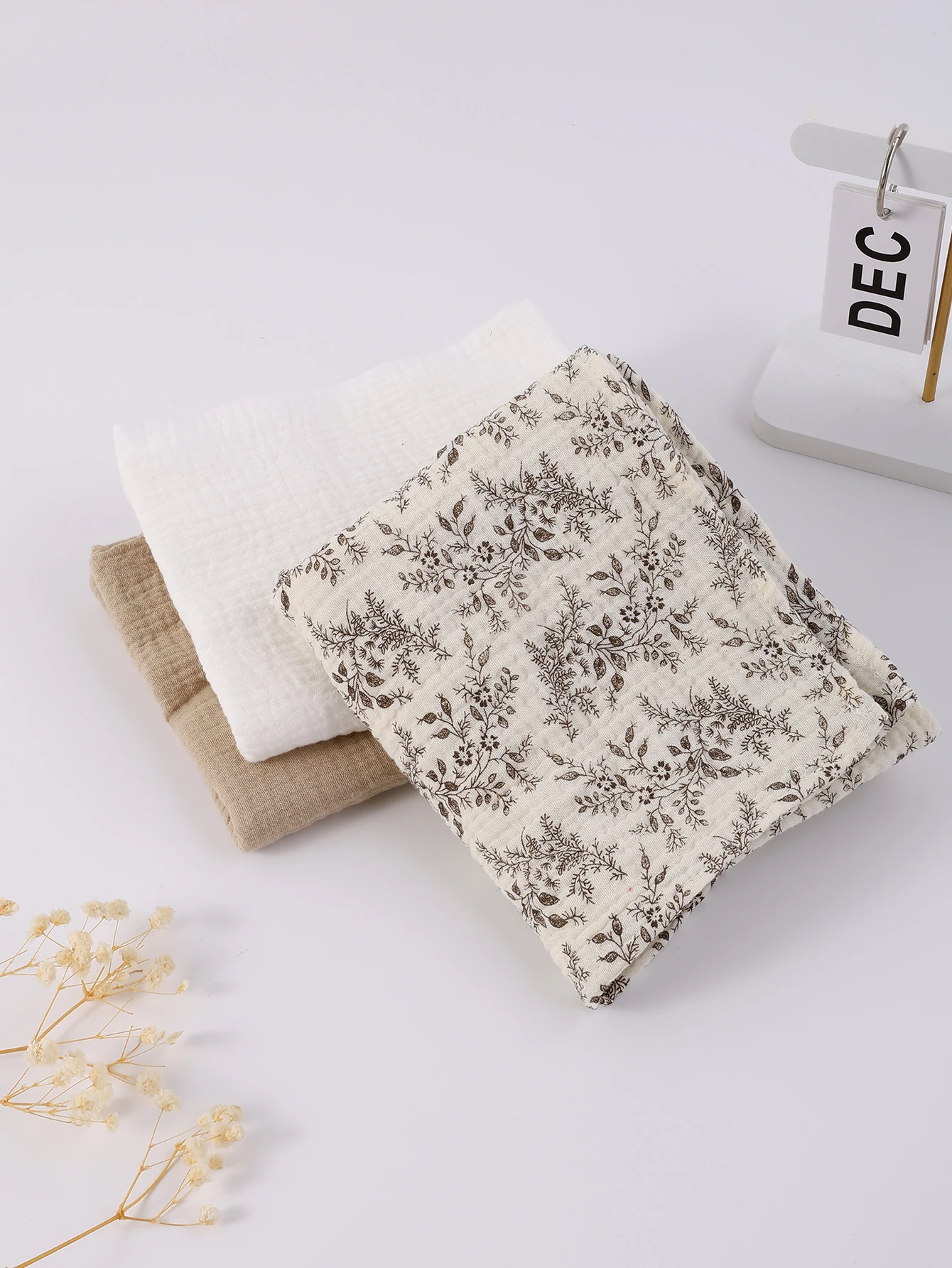 3 ชิ้น/เซ็ต Boho Solid Floral Soft Breathable ทารกแรกเกิดรับผ้าห่ม Muslin Swaddle ผ้าห่ม
