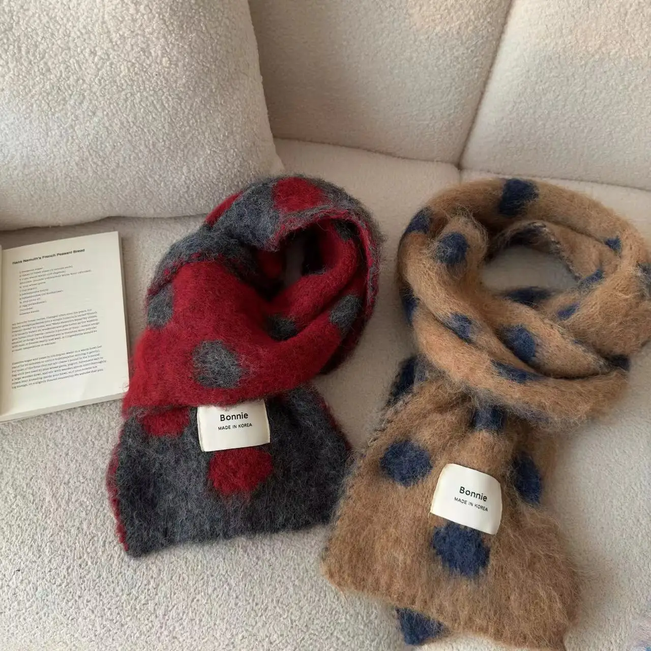 Scarf New Korean Style Polka Dot Knitted Scarf Warm Scarf  Couples And Men Exudes High End Winter Vibe Versatile Korean Style
