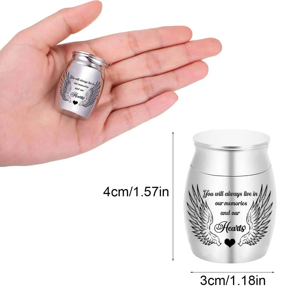 ﻿ Angel Wings Cremation Urns for Human Ashes Mini Keepsake Urns for Ashes Aluminium alloy Small Memorial Urn