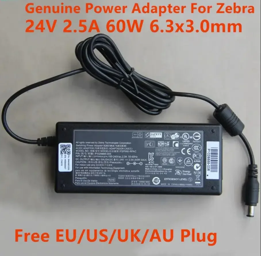 24V 2.5A AC DC Power Adapter FSP060-RPAC 60W For Zebra GK420 GK420D GK420T PRINTER Series Power Supply Charger DC 6.3*3.0mm