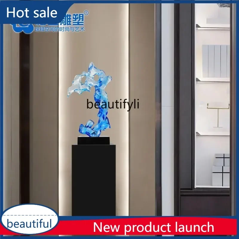 A029 Modern model room entrance ornament transparent resin, sculpture hotel front desk high-end light luxury living room decorat