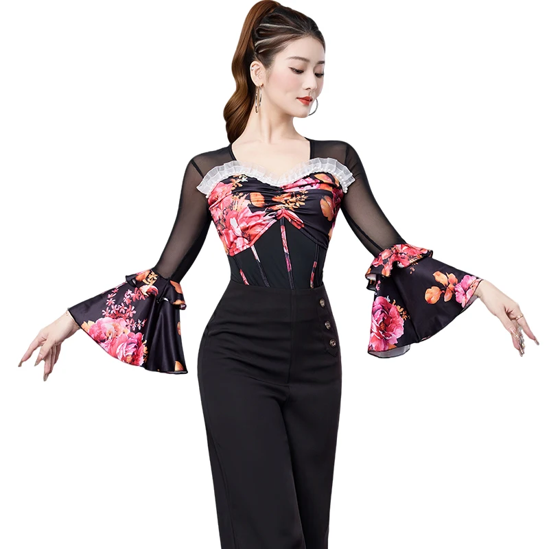 فستان الرقص الحديث البدلة أعلى بذلة أعلى فستان الرقص القياسي الوطني ممارسة الملابس أداء جديد أزياء الرقص اللاتينية #5