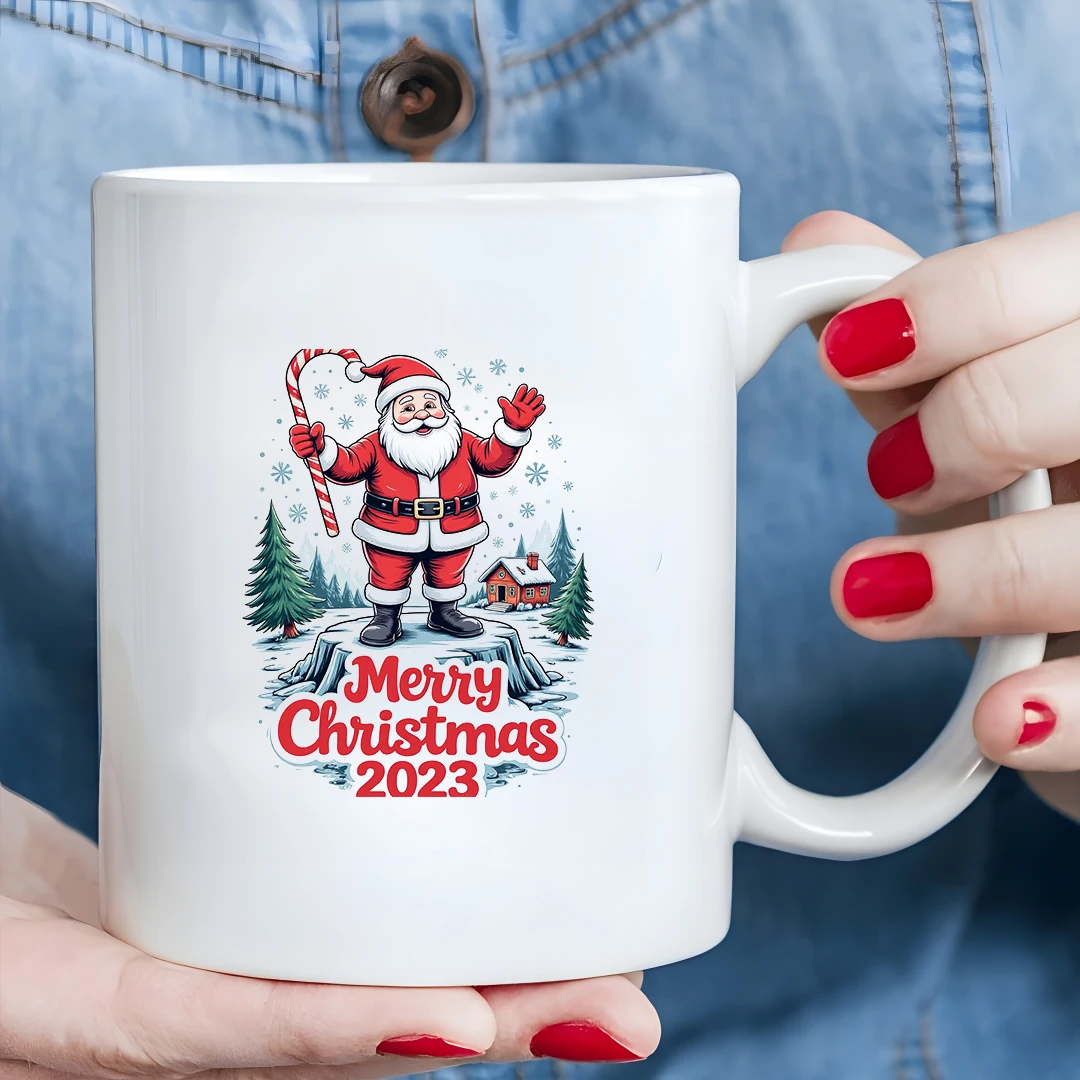 

11oz Santa Claus Illustration Mug + Kids Cold & Hot Beverage Cup - Christmas Gift for Family & Office