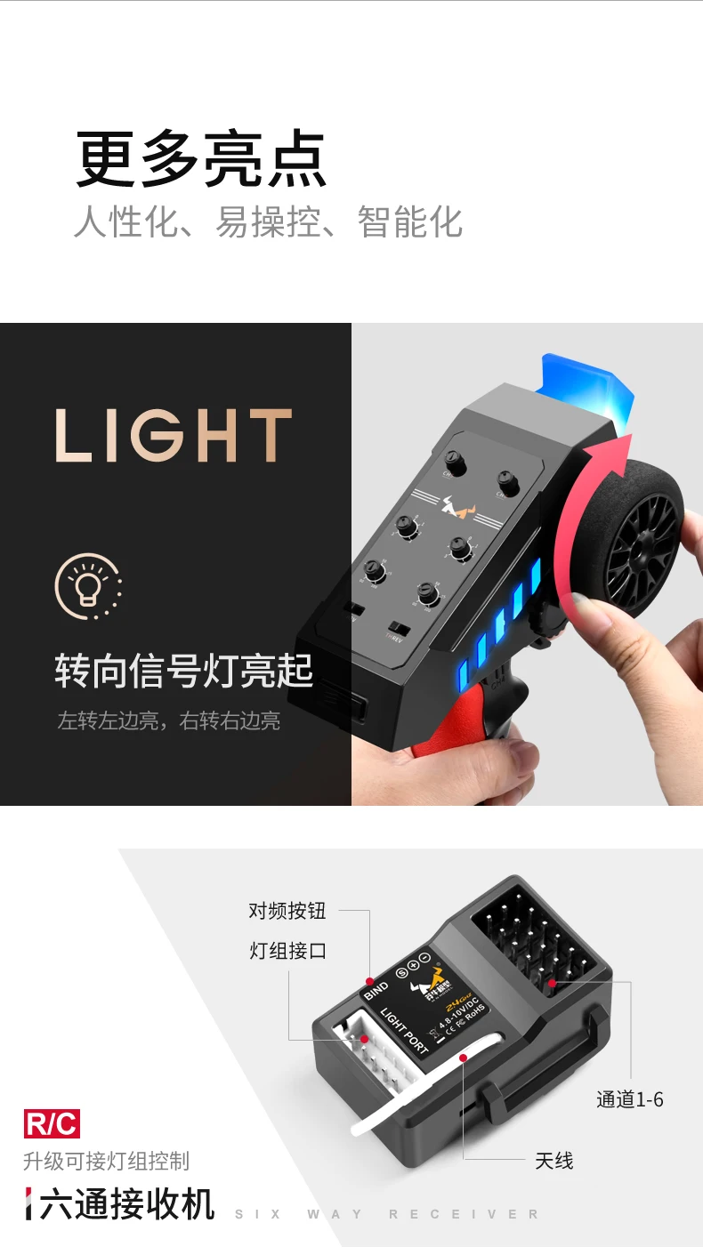 MN-89K 6-Kanal 2,4G Fernbedienung Fahrzeug Schiff Tank Modell Empfänger RC TEILE