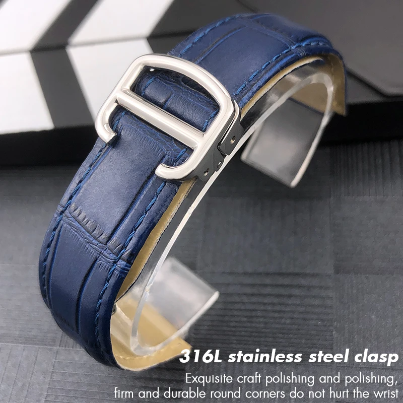 14mm 16mm 18mm 20mm 22mm Genuine Leather Cowhide Watchband fit for Cartier Black Blue Pink Watch Strap Bracelets Free Tools