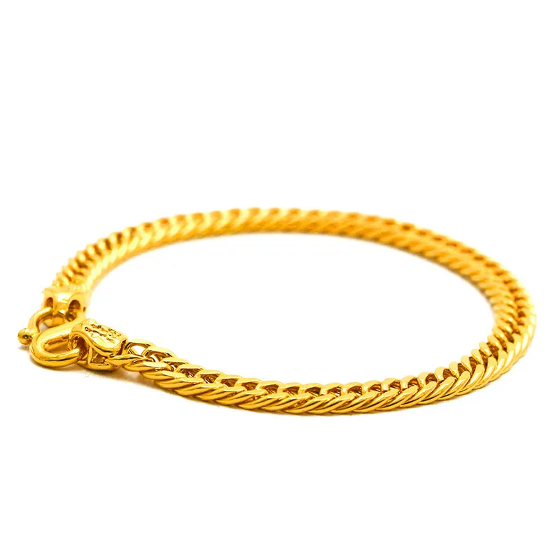 Luxury 24K 9999 Pure Gold real gold Women's Wide 5mm Buckle Horse Whip Boss Bracelet