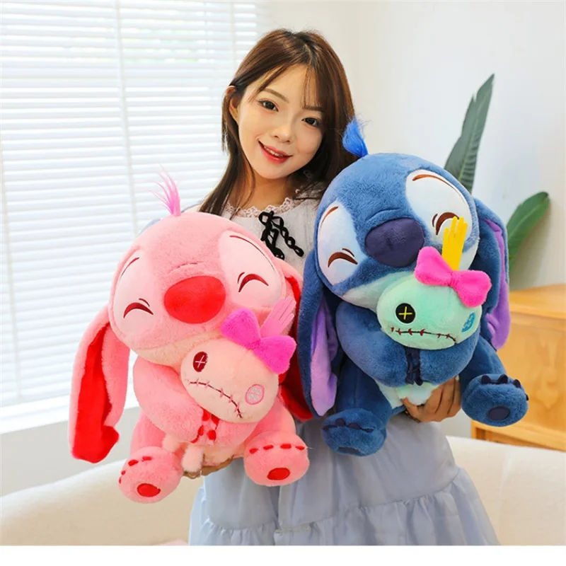 In Stock Disney Lilo & Stitch Plush Toy Cute Angel Stuffed Doll45cm-80cm Anime Collection Memorable Souvenir Kids Birthday Gifts